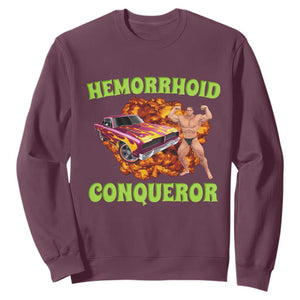 Hemorrhoid Conqueror Sweatshirt Funny Oddly Specific Dank Meme Absurd Muscle Car TS02 Maroon Print Your Wear