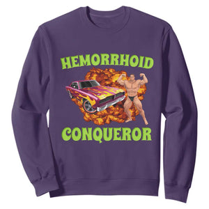 Hemorrhoid Conqueror Sweatshirt Funny Oddly Specific Dank Meme Absurd Muscle Car TS02 Purple Print Your Wear