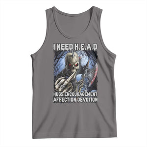 Funny Cringe Hard Skeleton Meme Tank Top I Need HEAD Hugs Encouragement Affection Devotion Middle Finger Edgy Hard Cringe TS02 Deep Heather Print Your Wear