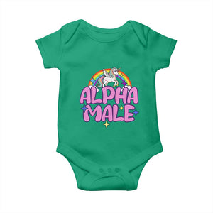 Funny Sarcastic Alpha Male Baby Onesie Unicorn Sarcastic Ironic Weird Y2K Humor TS02 Irish Green Print Your Wear