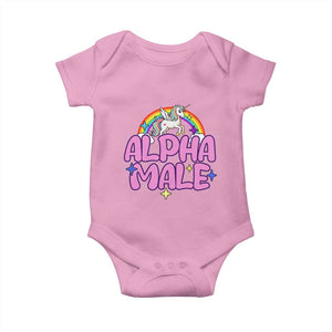 Funny Sarcastic Alpha Male Baby Onesie Unicorn Sarcastic Ironic Weird Y2K Humor TS02 Light Pink Print Your Wear