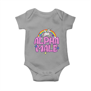 Funny Sarcastic Alpha Male Baby Onesie Unicorn Sarcastic Ironic Weird Y2K Humor TS02 Sport Gray Print Your Wear