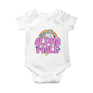 Funny Sarcastic Alpha Male Baby Onesie Unicorn Sarcastic Ironic Weird Y2K Humor TS02 White Print Your Wear