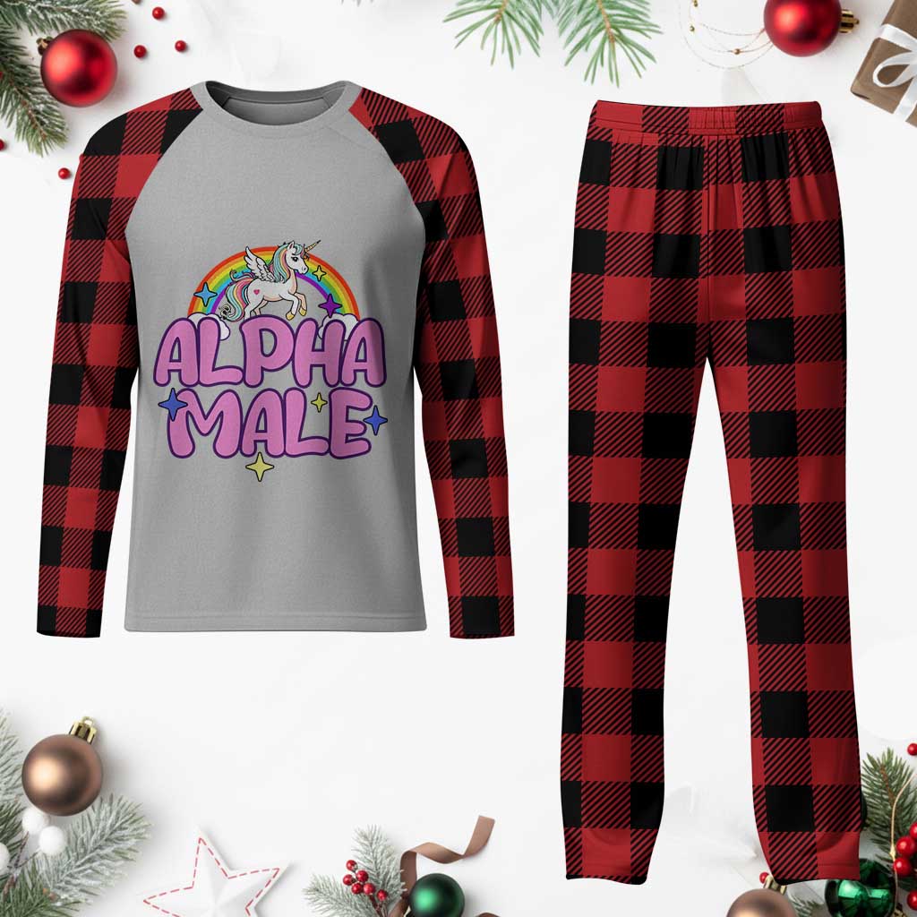 Funny Sarcastic Alpha Male Plaid Pajama Set Unicorn Sarcastic Ironic Weird Y2K Humor TS02 Buffalo Plaid Print Your Wear