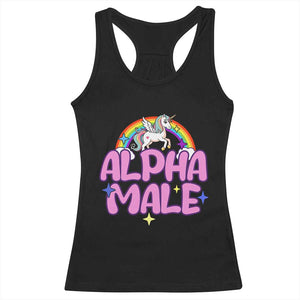 Funny Sarcastic Alpha Male Racerback Tank Top Unicorn Sarcastic Ironic Weird Y2K Humor TS02 Black Print Your Wear