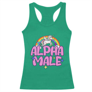 Funny Sarcastic Alpha Male Racerback Tank Top Unicorn Sarcastic Ironic Weird Y2K Humor TS02 Irish Green Print Your Wear