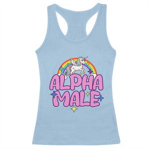 Funny Sarcastic Alpha Male Racerback Tank Top Unicorn Sarcastic Ironic Weird Y2K Humor TS02 Light Blue Print Your Wear