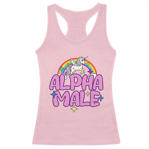 Funny Sarcastic Alpha Male Racerback Tank Top Unicorn Sarcastic Ironic Weird Y2K Humor TS02 Light Pink Print Your Wear