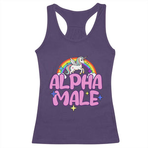 Funny Sarcastic Alpha Male Racerback Tank Top Unicorn Sarcastic Ironic Weird Y2K Humor TS02 Purple Print Your Wear