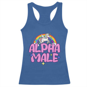 Funny Sarcastic Alpha Male Racerback Tank Top Unicorn Sarcastic Ironic Weird Y2K Humor TS02 Royal Blue Print Your Wear