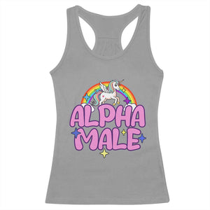 Funny Sarcastic Alpha Male Racerback Tank Top Unicorn Sarcastic Ironic Weird Y2K Humor TS02 Sport Gray Print Your Wear