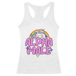 Funny Sarcastic Alpha Male Racerback Tank Top Unicorn Sarcastic Ironic Weird Y2K Humor TS02 White Print Your Wear