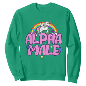 Funny Sarcastic Alpha Male Sweatshirt Unicorn Sarcastic Ironic Weird Y2K Humor TS02 Irish Green Print Your Wear