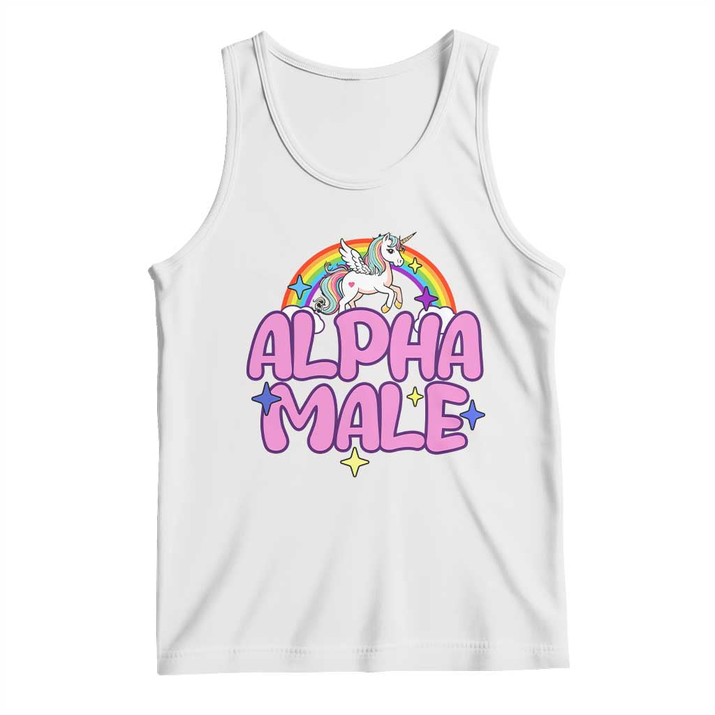 Funny Sarcastic Alpha Male Tank Top Unicorn Sarcastic Ironic Weird Y2K Humor TS02 White Print Your Wear