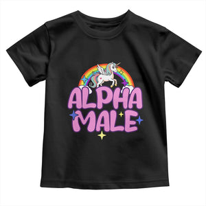 Funny Sarcastic Alpha Male Toddler T Shirt Unicorn Sarcastic Ironic Weird Y2K Humor TS02 Black Print Your Wear