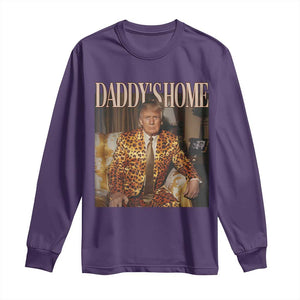 Trump Won 2024 Long Sleeve Shirt Daddy's Home Leopard Funny Gangster TS02 Purple Print Your Wear