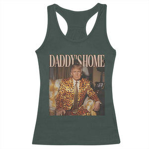 Trump Won 2024 Racerback Tank Top Daddy's Home Leopard Funny Gangster TS02 Dark Forest Green Print Your Wear