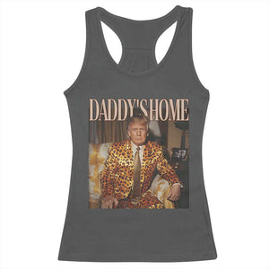 Trump Won 2024 Racerback Tank Top Daddy's Home Leopard Funny Gangster TS02 Dark Heather Print Your Wear