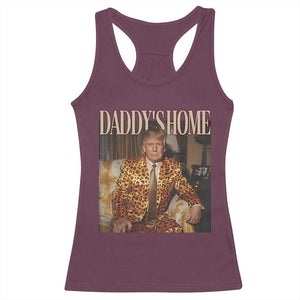 Trump Won 2024 Racerback Tank Top Daddy's Home Leopard Funny Gangster TS02 Maroon Print Your Wear