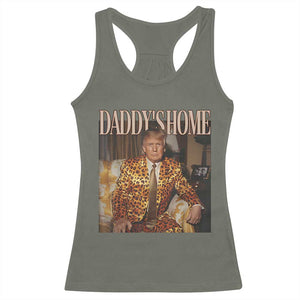 Trump Won 2024 Racerback Tank Top Daddy's Home Leopard Funny Gangster TS02 Military Green Print Your Wear