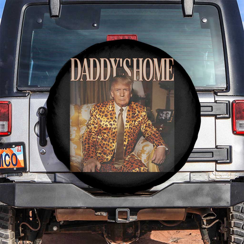 Trump Won 2024 Spare Tire Cover Daddy's Home Leopard Funny Gangster TS02 No hole Black Print Your Wear