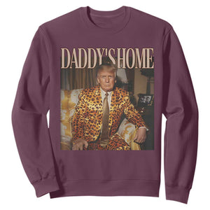 Trump Won 2024 Sweatshirt Daddy's Home Leopard Funny Gangster TS02 Maroon Print Your Wear