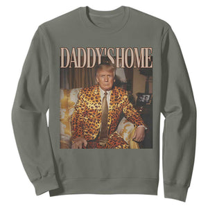 Trump Won 2024 Sweatshirt Daddy's Home Leopard Funny Gangster TS02 Military Green Print Your Wear