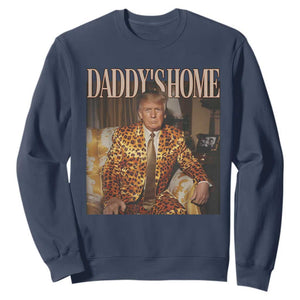 Trump Won 2024 Sweatshirt Daddy's Home Leopard Funny Gangster TS02 Navy Print Your Wear