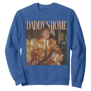 Trump Won 2024 Sweatshirt Daddy's Home Leopard Funny Gangster TS02 Royal Blue Print Your Wear