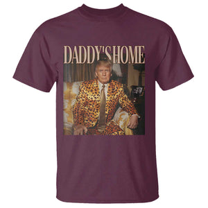 Trump Won 2024 T Shirt Daddy's Home Leopard Funny Gangster TS02 Maroon Print Your Wear