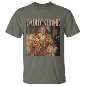 Trump Won 2024 T Shirt Daddy's Home Leopard Funny Gangster TS02 Military Green Print Your Wear