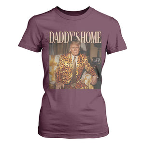 Trump Won 2024 T Shirt For Women Daddy's Home Leopard Funny Gangster TS02 Maroon Print Your Wear