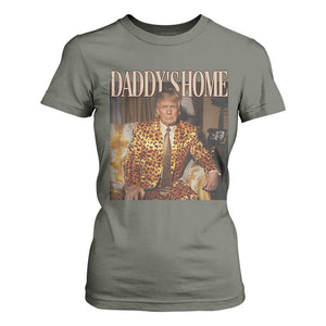 Trump Won 2024 T Shirt For Women Daddy's Home Leopard Funny Gangster TS02 Military Green Print Your Wear