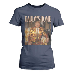 Trump Won 2024 T Shirt For Women Daddy's Home Leopard Funny Gangster TS02 Navy Print Your Wear