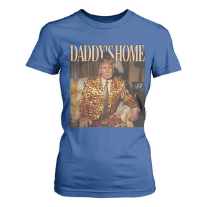 Trump Won 2024 T Shirt For Women Daddy's Home Leopard Funny Gangster TS02 Royal Blue Print Your Wear