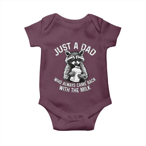 Funny Raccoon Dad Meme Baby Onesie Just A Dad Who Always Came Back With The Milk Father Birthday Father's Day TS02 Maroon Print Your Wear