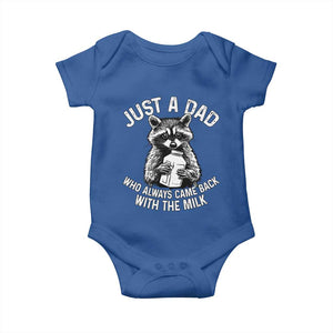 Funny Raccoon Dad Meme Baby Onesie Just A Dad Who Always Came Back With The Milk Father Birthday Father's Day TS02 Royal Blue Print Your Wear