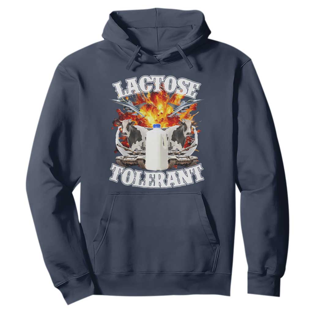 Funny Lactose Tolerant Hoodie Retro Pro-Dairy Ironic Cringe Meme TS02 Navy Print Your Wear