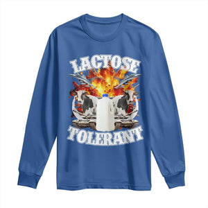 Funny Lactose Tolerant Long Sleeve Shirt Retro Pro-Dairy Ironic Cringe Meme TS02 Royal Blue Print Your Wear