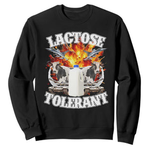 Funny Lactose Tolerant Sweatshirt Retro Pro-Dairy Ironic Cringe Meme TS02 Black Print Your Wear