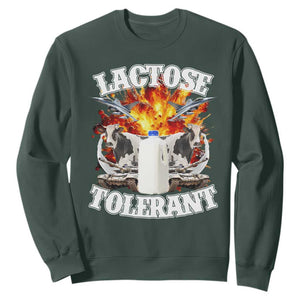 Funny Lactose Tolerant Sweatshirt Retro Pro-Dairy Ironic Cringe Meme TS02 Dark Forest Green Print Your Wear