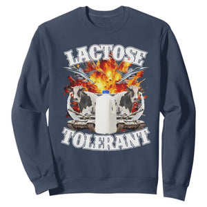 Funny Lactose Tolerant Sweatshirt Retro Pro-Dairy Ironic Cringe Meme TS02 Navy Print Your Wear