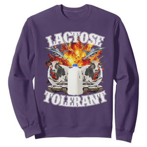 Funny Lactose Tolerant Sweatshirt Retro Pro-Dairy Ironic Cringe Meme TS02 Purple Print Your Wear