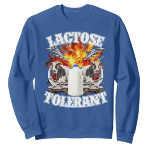 Funny Lactose Tolerant Sweatshirt Retro Pro-Dairy Ironic Cringe Meme TS02 Royal Blue Print Your Wear