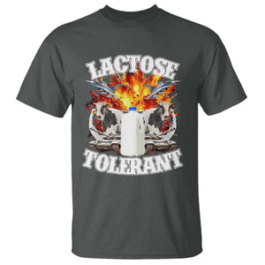 Funny Lactose Tolerant T Shirt Retro Pro-Dairy Ironic Cringe Meme TS02 Dark Heather Print Your Wear