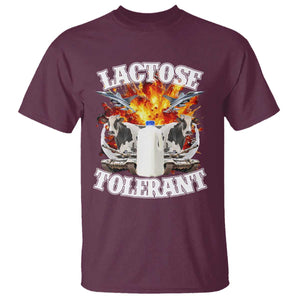 Funny Lactose Tolerant T Shirt Retro Pro-Dairy Ironic Cringe Meme TS02 Maroon Print Your Wear