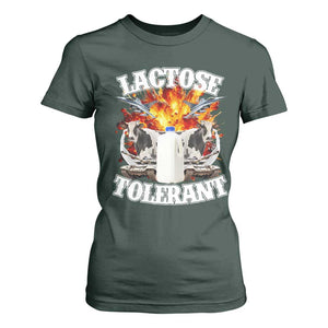 Funny Lactose Tolerant T Shirt For Women Retro Pro-Dairy Ironic Cringe Meme TS02 Dark Forest Green Print Your Wear