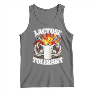Funny Lactose Tolerant Tank Top Retro Pro-Dairy Ironic Cringe Meme TS02 Black Heather Print Your Wear
