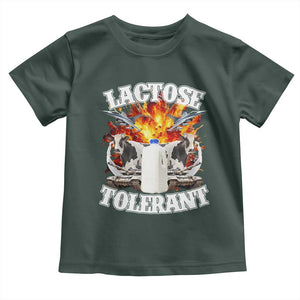 Funny Lactose Tolerant Toddler T Shirt Retro Pro-Dairy Ironic Cringe Meme TS02 Dark Forest Green Print Your Wear