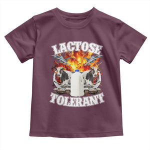 Funny Lactose Tolerant Toddler T Shirt Retro Pro-Dairy Ironic Cringe Meme TS02 Maroon Print Your Wear